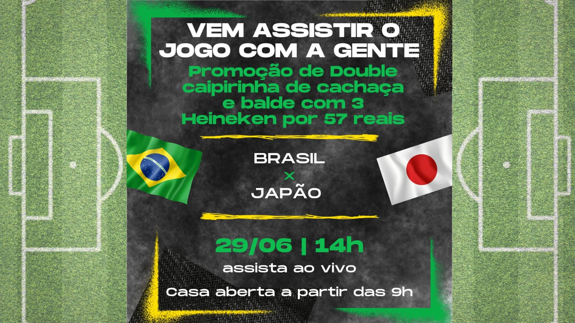 Jogo Brasil x Japão no Tartaruga Verde